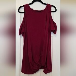 Women's Burgundy Cold Shoulder Top